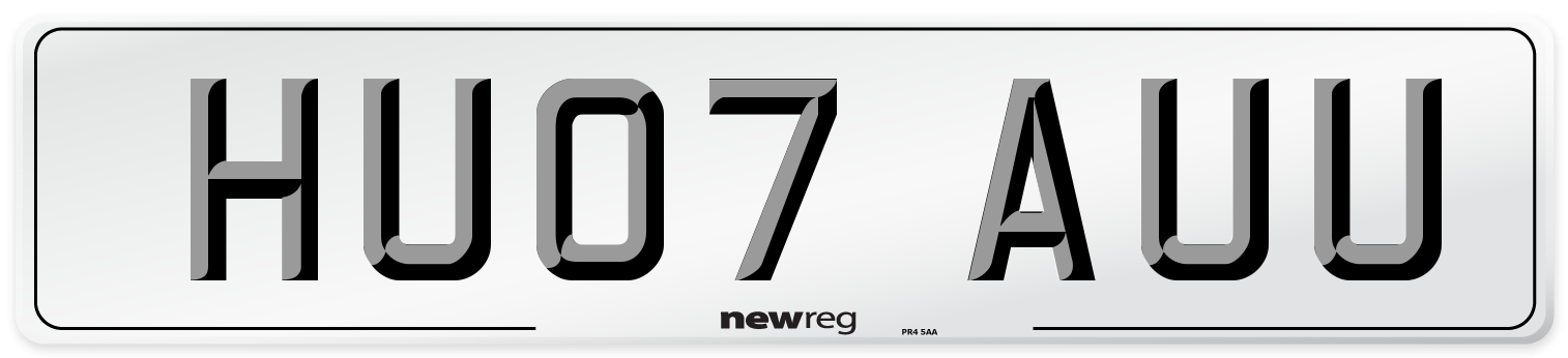 HU07 AUU Number Plate from New Reg